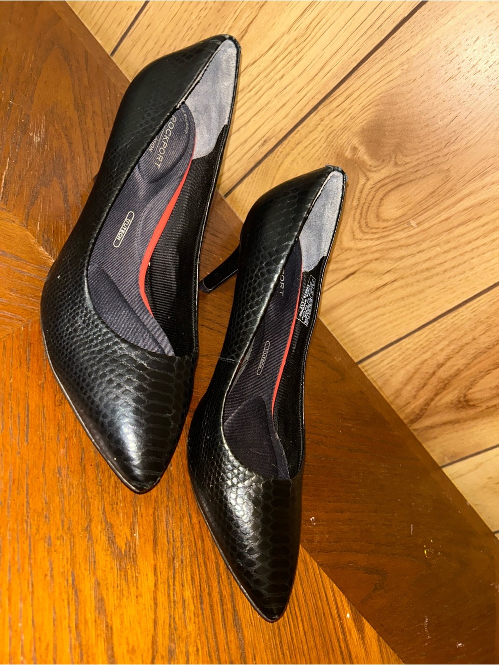 Rockport Black Faux-Snakeskin Pointed-Toe Heels